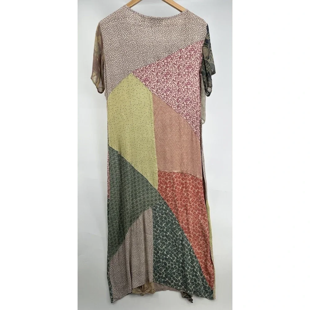Sacred Threads Patchwork  Maxi Dress Medium Hippie Boho Artisan Festival